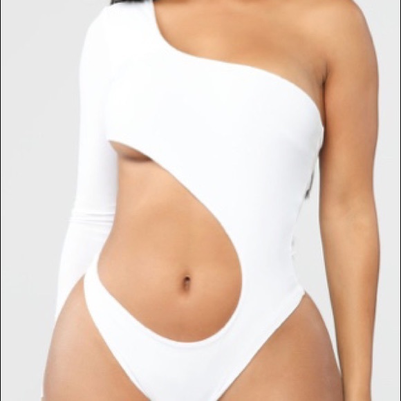 white one sleeve bodysuit